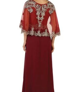 May Queen - RQ7514 Cape Sleeve Embellished A-line Mother Of The Bride Gown 9 May Queen - RQ7514 Cape Sleeve Embellished A-line Mother Of The Bride Gown