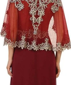 May Queen - RQ7514 Cape Sleeve Embellished A-line Mother Of The Bride Gown 10 May Queen - RQ7514 Cape Sleeve Embellished A-line Mother Of The Bride Gown