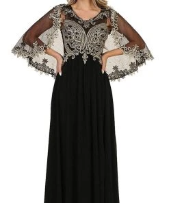 May Queen - RQ7514 Cape Sleeve Embellished A-line Mother Of The Bride Gown 11 May Queen - RQ7514 Cape Sleeve Embellished A-line Mother Of The Bride Gown