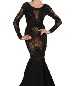 May Queen - RQ7515 Lace Embellished Bateau Mermaid Gown