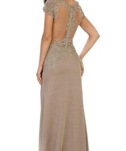 Formal Gowns May Queen - RQ7519 Embellished Illusion Bateau Sheath Mother Of The Bride Dress