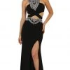 May Queen - RQ7526 Embellished Cutout Dress With Slit 1 May Queen - RQ7526 Embellished Cutout Dress With Slit