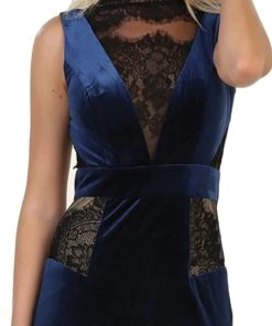 May Queen - RQ7531 Lace Illusion High Neck Sheath Evening Dress 11 May Queen - RQ7531 Lace Illusion High Neck Sheath Evening Dress