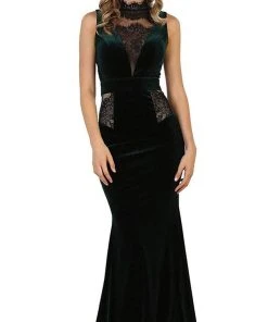 May Queen - RQ7531 Lace Illusion High Neck Sheath Evening Dress 16 May Queen - RQ7531 Lace Illusion High Neck Sheath Evening Dress