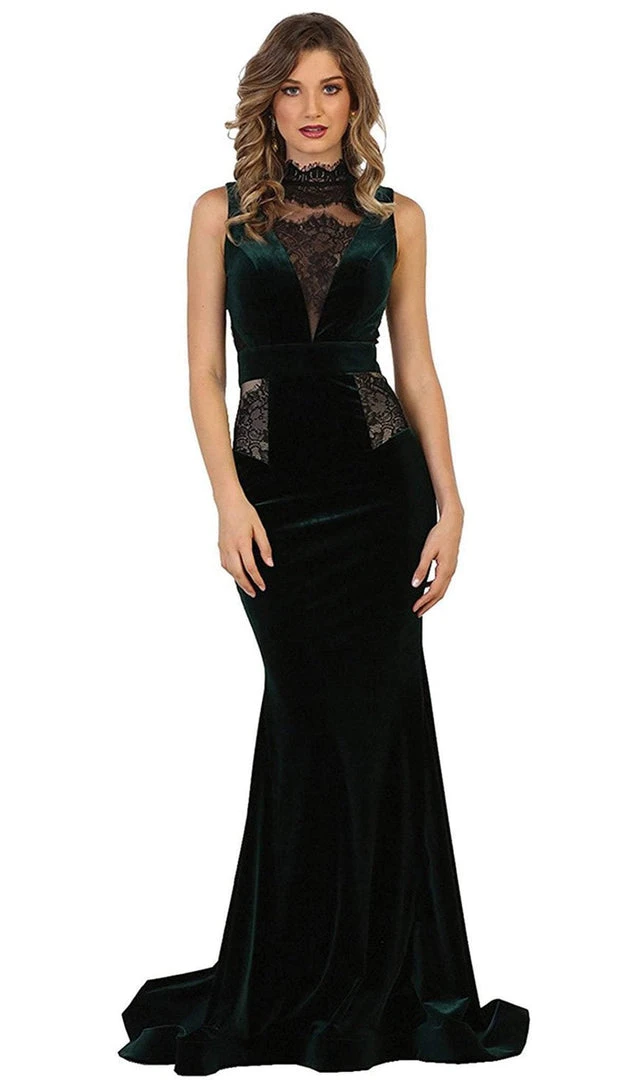 May Queen - RQ7531 Lace Illusion High Neck Sheath Evening Dress 9 May Queen - RQ7531 Lace Illusion High Neck Sheath Evening Dress