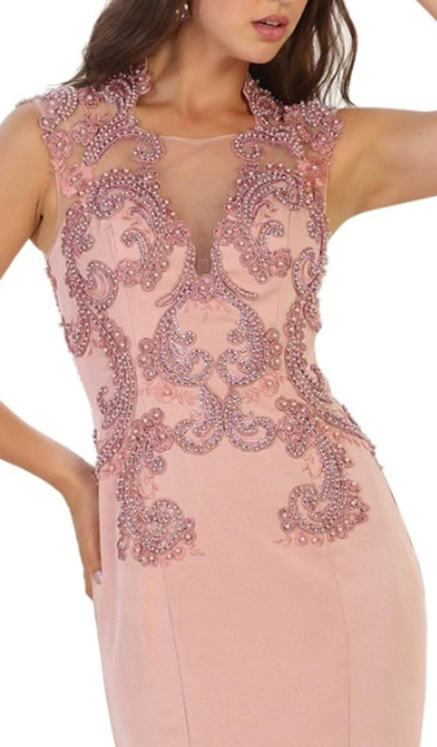 May Queen - RQ7534 Beaded Queen Anne Mermaid Gown Formal Gowns 5 May Queen - RQ7534 Beaded Queen Anne Mermaid Gown Formal Gowns