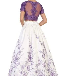 May Queen - RQ7535 Two Piece Embellished Floral Print Evening Ballgown Formal Gowns