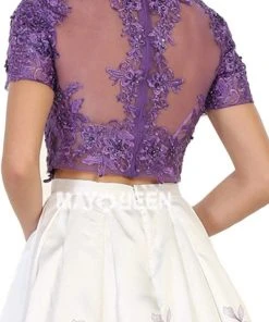 May Queen - RQ7535 Two Piece Embellished Floral Print Evening Ballgown Formal Gowns