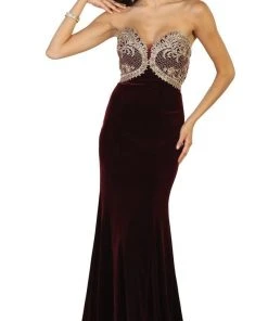 Formal Gowns May Queen - RQ7540 Embroidered Sweetheart Sheath Prom Dress