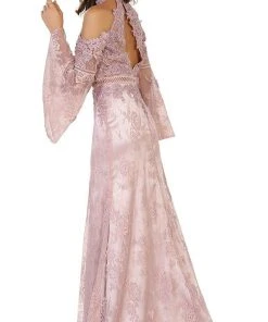 May Queen - RQ7541 Charming Cold Shoulder Lace Evening Gown