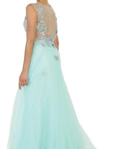 Formal Gowns May Queen - RQ7543 Embellished Illusion Bateau A-line Evening Gown 14 Formal Gowns May Queen - RQ7543 Embellished Illusion Bateau A-line Evening Gown