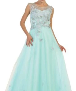 Formal Gowns May Queen - RQ7543 Embellished Illusion Bateau A-line Evening Gown 12 Formal Gowns May Queen - RQ7543 Embellished Illusion Bateau A-line Evening Gown