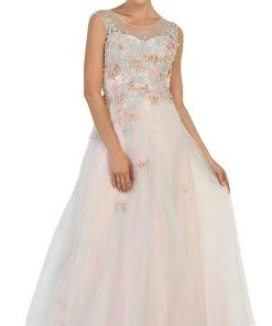 Formal Gowns May Queen - RQ7543 Embellished Illusion Bateau A-line Evening Gown 16 Formal Gowns May Queen - RQ7543 Embellished Illusion Bateau A-line Evening Gown