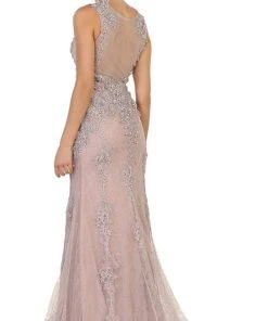 May Queen - RQ7551 Embellished Illusion Jewel Sheath Prom Gown 10 May Queen - RQ7551 Embellished Illusion Jewel Sheath Prom Gown