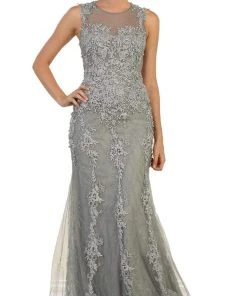 May Queen - RQ7551 Embellished Illusion Jewel Sheath Prom Gown 13 May Queen - RQ7551 Embellished Illusion Jewel Sheath Prom Gown