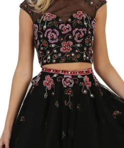 May Queen - RQ7559 Multicolored Embellished Two Piece A-line Dress 7 May Queen - RQ7559 Multicolored Embellished Two Piece A-line Dress
