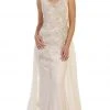 Formal Gowns May Queen - RQ7563 Embroidered V Neck Gown With Overskirt