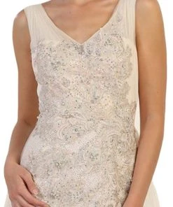 Formal Gowns May Queen - RQ7563 Embroidered V Neck Gown With Overskirt