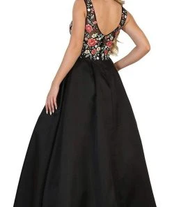 Formal Gowns May Queen - RQ7565 Floral Embroided V-neck Prom Ballgown 10 Formal Gowns May Queen - RQ7565 Floral Embroided V-neck Prom Ballgown