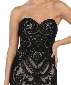 May Queen - RQ7570 Strapless Sweetheart Beaded Mermaid Prom Gown