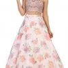 May Queen - RQ7581 Beaded Jewel Neck Two-Piece Floral A-line Formal Gown