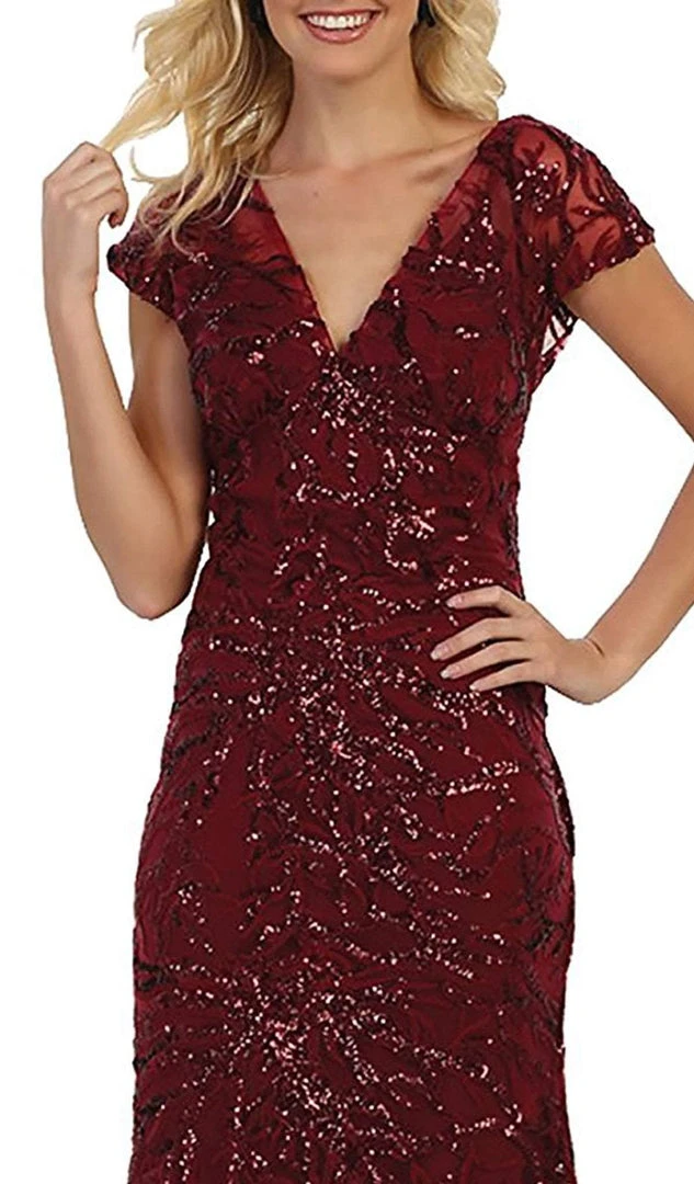 May Queen - RQ7585 Plunging V-neck Embellished Trumpet Mother Of The Bride Gown Formal Gowns 5 May Queen - RQ7585 Plunging V-neck Embellished Trumpet Mother Of The Bride Gown Formal Gowns