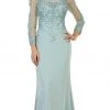 May Queen - RQ7594 Embellished Long Sleeve Illusion Scoop Sheath Mother Of The Bride Gown 2 May Queen - RQ7594 Embellished Long Sleeve Illusion Scoop Sheath Mother Of The Bride Gown