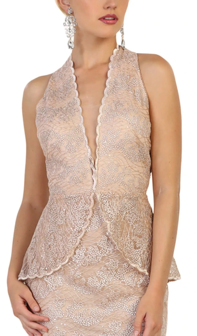 May Queen - RQ7608 Applique Deep Halter V-neck Mermaid Dress 4 May Queen - RQ7608 Applique Deep Halter V-neck Mermaid Dress