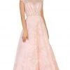 May Queen - RQ7612 Lace Applique Bateau A-line Dress Formal Gowns