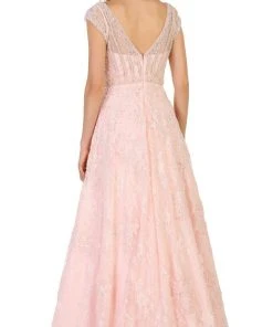 May Queen - RQ7612 Lace Applique Bateau A-line Dress Formal Gowns