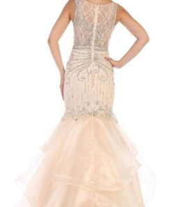 May Queen - RQ7634 Bead Embellished Tiered Mermaid Gown