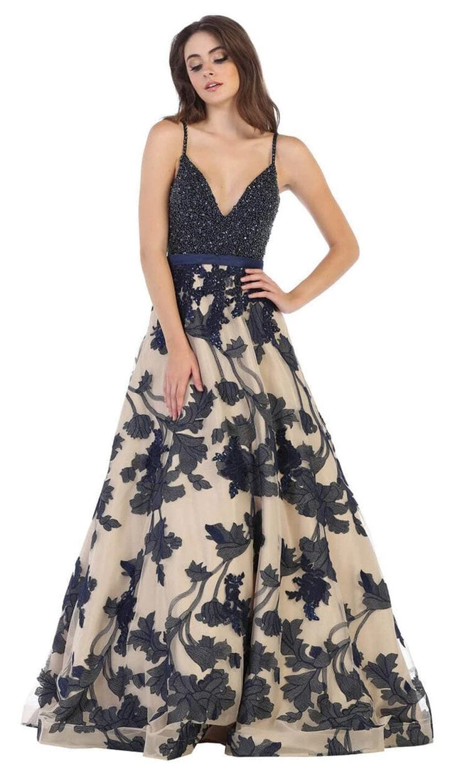 Formal Gowns May Queen - RQ7636 Embellished Plunging V-neck A-line Dress 7 Formal Gowns May Queen - RQ7636 Embellished Plunging V-neck A-line Dress