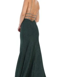 May Queen - RQ7638 Crystalline Tri-Band Plunging Trumpet Gown