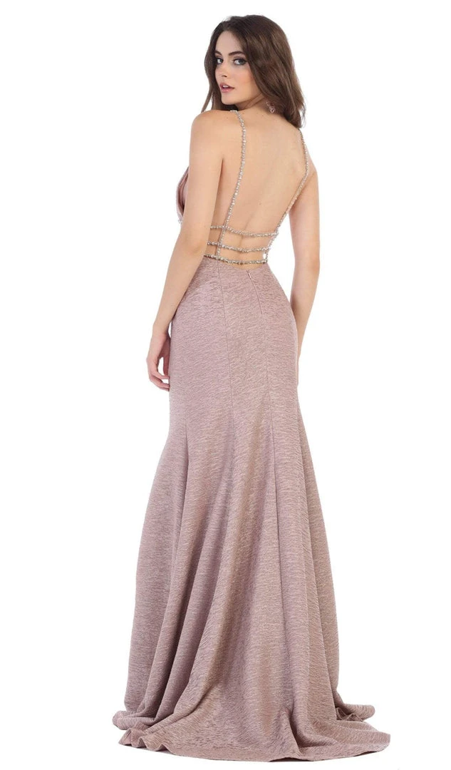 May Queen - RQ7638 Crystalline Tri-Band Plunging Trumpet Gown 8 May Queen - RQ7638 Crystalline Tri-Band Plunging Trumpet Gown