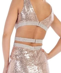 May Queen - RQ7648 Cutout Ornate Sequined High Slit Gown Formal Gowns