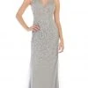 May Queen - RQ7650 Crystal Beaded V-neck Sheath Dress