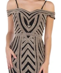 May Queen - RQ7651 Sequin Embellished Off-Shoulder Mermaid Gown