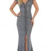 May Queen - RQ7654 Applique Deep V-neck Trumpet Dress 1 May Queen - RQ7654 Applique Deep V-neck Trumpet Dress