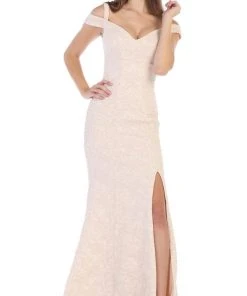 May Queen - RQ7663 Off-Shoulder Trumpet Dress With High Slit 9 May Queen - RQ7663 Off-Shoulder Trumpet Dress With High Slit