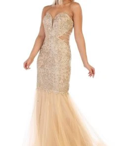 Formal Gowns May Queen - RQ7682 Embellished Deep Sweetheart Mermaid Dress