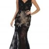 May Queen - RQ7687 Lace Applique V-neck Trumpet Dress Formal Gowns