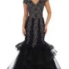 May Queen - RQ7690 Embroidered V-Neck Ruffled Mermaid Dress 1 May Queen - RQ7690 Embroidered V-Neck Ruffled Mermaid Dress