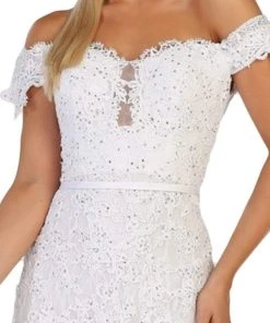 Formal Gowns May Queen - RQ7691 Embellished Off-Shoulder Trumpet Dress 8 Formal Gowns May Queen - RQ7691 Embellished Off-Shoulder Trumpet Dress