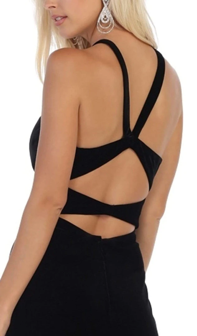 May Queen - RQ7693 Multi-Cutout Velvet Sheath Gown Formal Gowns 6 May Queen - RQ7693 Multi-Cutout Velvet Sheath Gown Formal Gowns