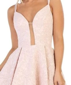 May Queen - RQ7699 Plunging Sweetheart A-Line Cocktail Dress