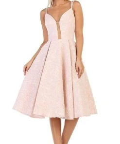 May Queen - RQ7699 Plunging Sweetheart A-Line Cocktail Dress