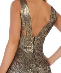 May Queen - RQ7701 Deep V-neck Pleated Ballgown With Train Formal Gowns