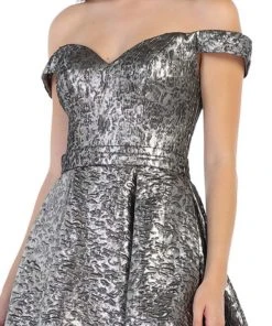 May Queen - RQ7704 Off-Shoulder Ballgown With Train