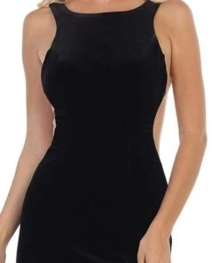 Formal Gowns May Queen - RQ7709 Plunging Scoop Back Velvet Gown