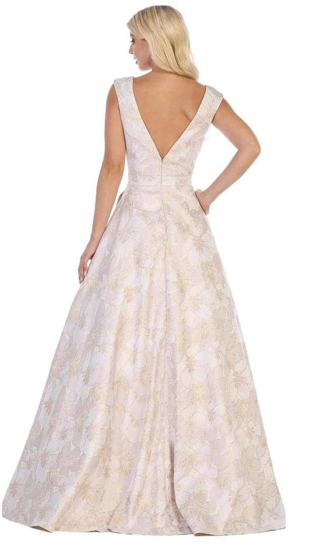 Formal Gowns May Queen - RQ7714 V-Neck A-Line Evening Dress 4 Formal Gowns May Queen - RQ7714 V-Neck A-Line Evening Dress